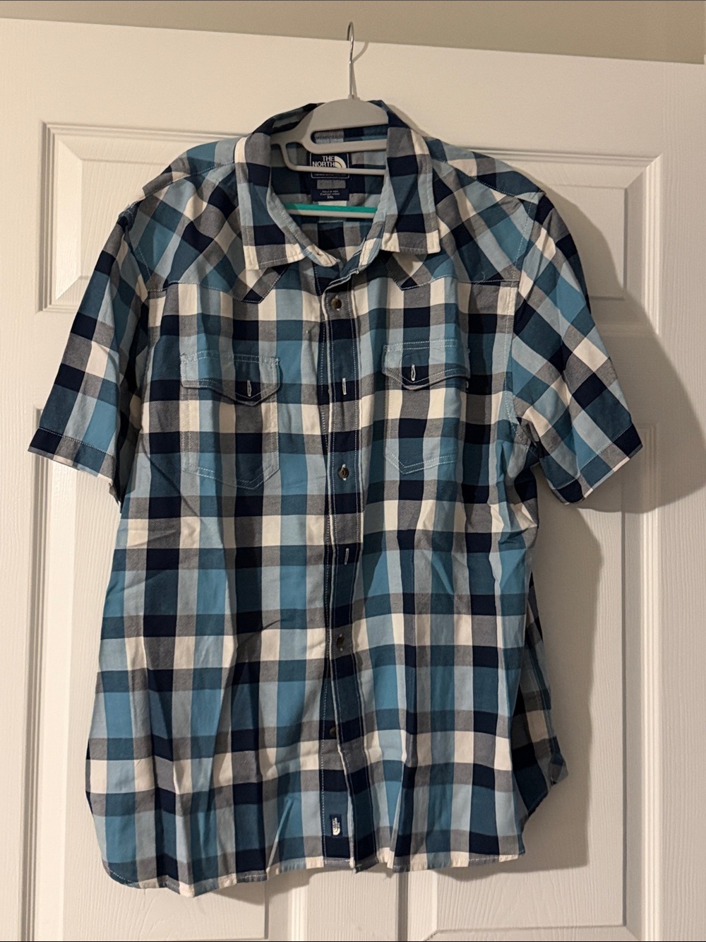 The North Face Short-Sleeve Blue Plaid Button-Down Shirt